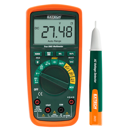 Extech MN62-K: True RMS Multimeter with AC Voltage Detector Kit
